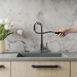 Pure.Sink Elite Steel Crystal-S keukenkraan PVD Gun metal met uittrekbare uitloop PS8050-61