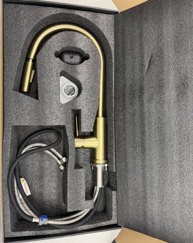 Pure.Sink Elite Steel Stream-S keukenkraan PVD geborsteld goud met uittrekbare uitloop PS8045-60