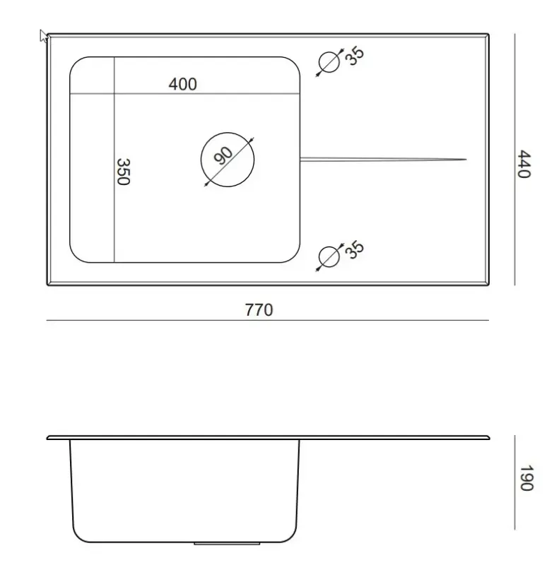 Quadri Glazz Set met Keukenkraan en Opbouw RVS Spoelbak met Zwarte Glazen Afdruipgedeelte - 77x44cm Omkeerbaar - 1208967734