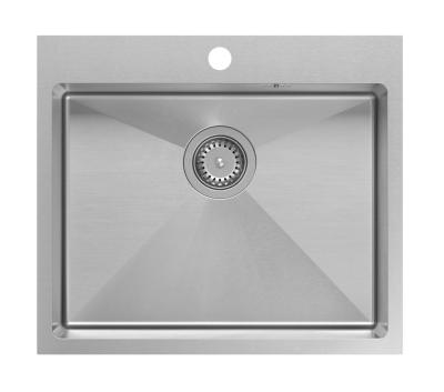 Aquadesign Clara Spoelbak RVS 55x48cm Opbouw of Vlakinbouw met Kraangatbank en RVS Plug - 1208967756