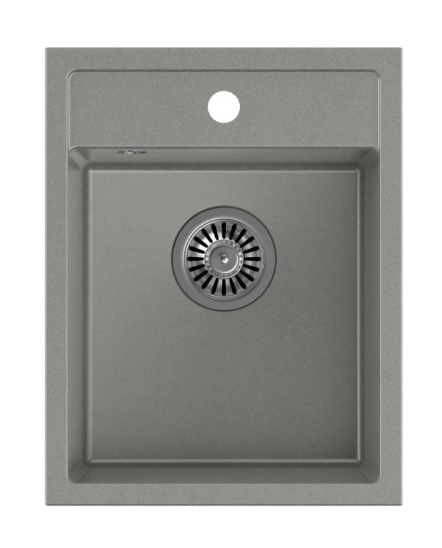 Quadri Londen Granieten Grijze Spoelbak 39x50 cm met Kraangat voor Opbouw - 1208967844