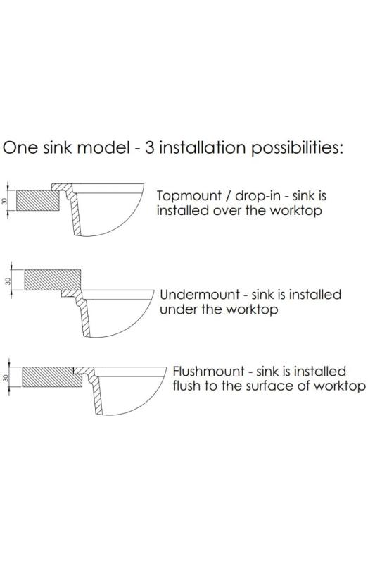 GraniteMy Universal Grote Witte Granieten Spoelbak 74x40 cm met gun metal plug  - 1208967895