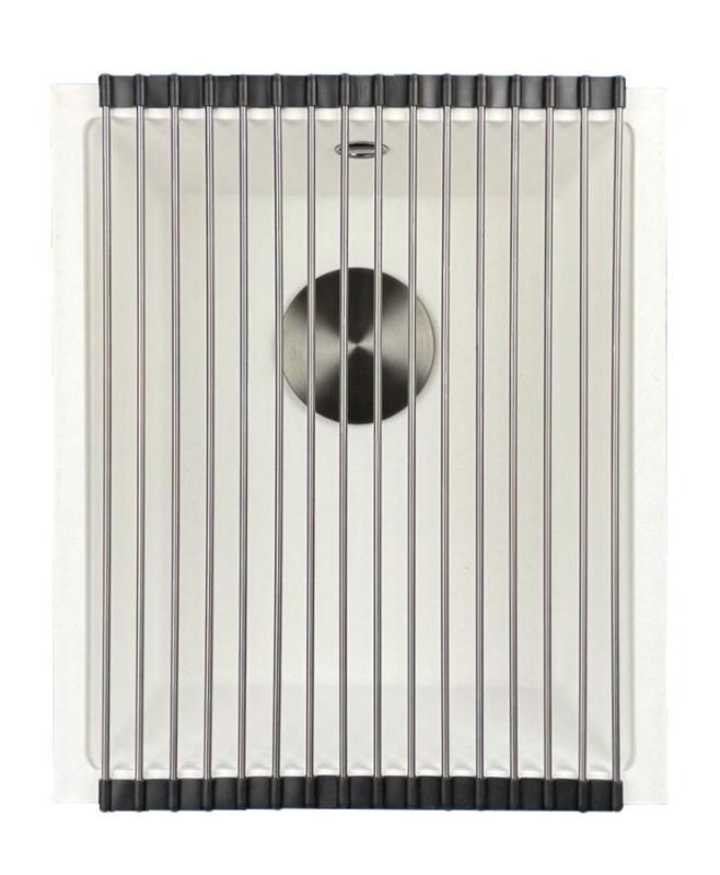 GraniteMy Universal Witte Granieten Spoelbak 34x40 cm wit opbouw onderbouw en vlakinbouw met gun metal plug  1208967904