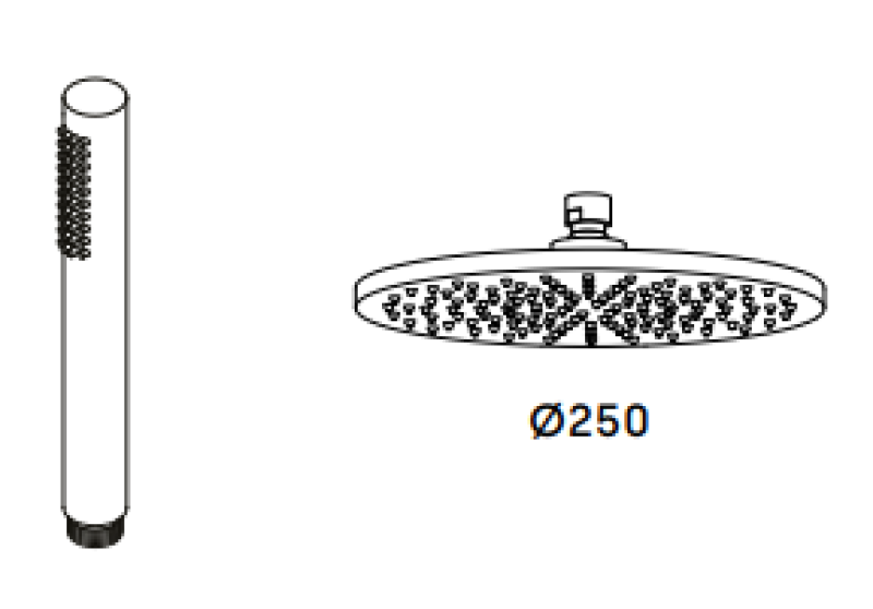Waterevolution Flow drie-weg douchemengkraan met hand- en hoofddouche chroom 250mm T131N2501