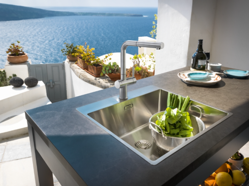 Franke Active Twist Eenhendel Mengkraan RVS met Uittrekbare Uitloop en Geïntegreerde Waste Bediening 115.0653.505