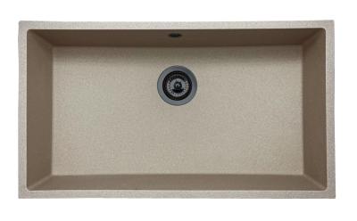 GraniteMy Universal granieten beige zand spoelbak 74x40 cm opbouw onderbouw en vlakinbouw met gun metal plug 1208968021