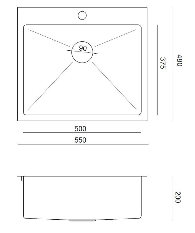 Aquadesign Clara Spoelbak Goud 55x48cm Opbouw of Vlakinbouw met Kraangatbank en Gouden Plug - 1208969504