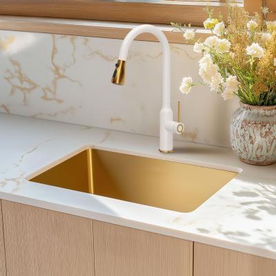 Aquadesign Zara Spoelbak Goud 54x44cm Onderbouw, Vlakinbouw en Opbouw met Gouden Plug - 1208969512