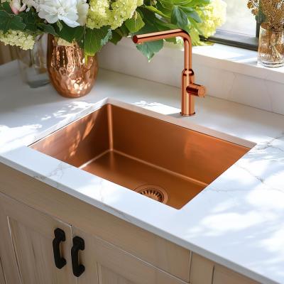 Aquadesign Zara Spoelbak Koper 54x44cm Onderbouw, Vlakinbouw en Opbouw met Koperen Plug - 1208969513