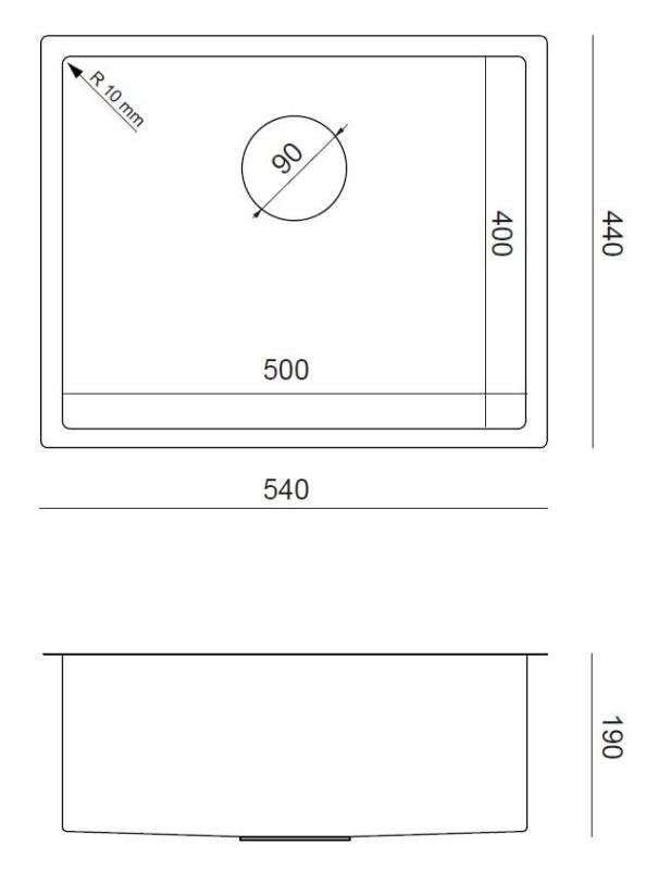 Aquadesign Zara Spoelbak Koper 54x44cm Onderbouw, Vlakinbouw en Opbouw met Koperen Plug - 1208969513