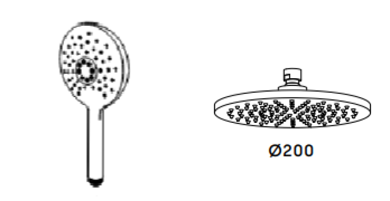 Waterevolution Flow thermostatische drie-weg douchemengkraan met hoofddouche en ronde handdouche gun metal T131TNRGME