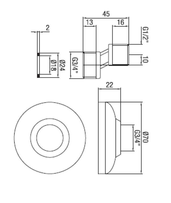 PB S-koppeling koper 10mm Klassieke Excentriek 1/2” x 3/4” 1208969848