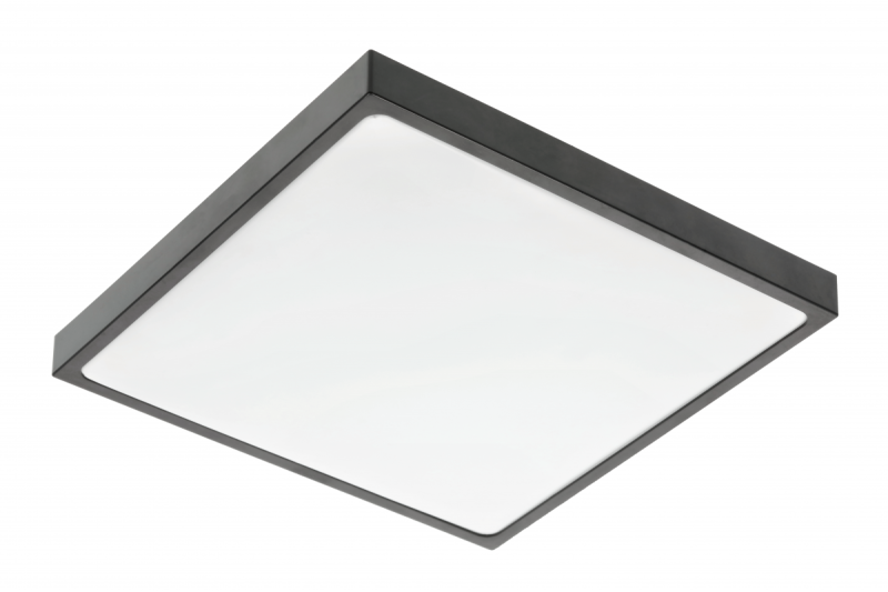 ALTAR LED Plafondlamp, 295x295mm, 4000K, 24W, 1680lm, AC180-250V, 50/60 Hz, PF>0.5, IP54, zwart, 3 jaar garantie.