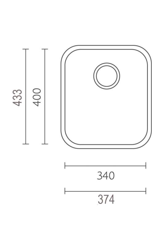 Banka IB3440 RVS Spoelbak 34 x 40 cm Opbouw en Vlakinbouw 1208970047