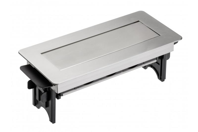 Bureauverlengsnoer zonder cassette, 3-voudig stopcontact met aarding, 1,5 m voedingskabel met stekker, inox.