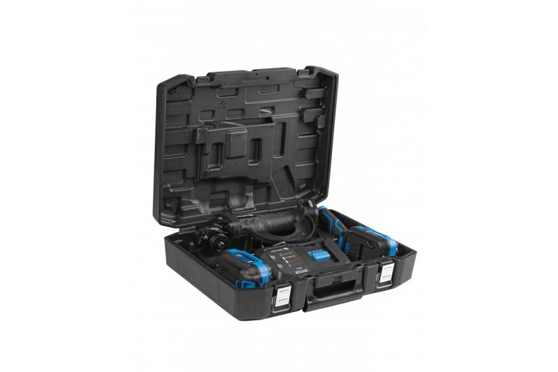 HÖGERT Kabelloze haakse slijper met peddelschakelaar, 125MM, 18V, set met accu, lader, accessoires