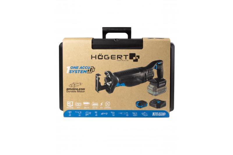HÖGERT accu-reciprozaagset, 18V, borstelloos, accu, oplader, accessoires