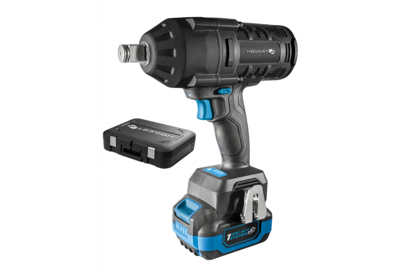 HÖGERT accu-slagmoersleutelset, borstelloos, 1000 Nm, 18V met accu, oplader
