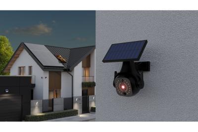 Zonnevloedlicht met bewegings- en schemersensor GUARDOS, LED, 300lm, 6400K, 1200mAh, IP65, dummycamera