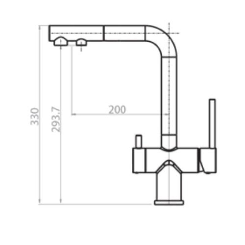 Ausmann Ellington 3-Weg Keukenmengkraan met Uittrekbare Uitloop en Gefilterd Water – Grijs- 1208970494