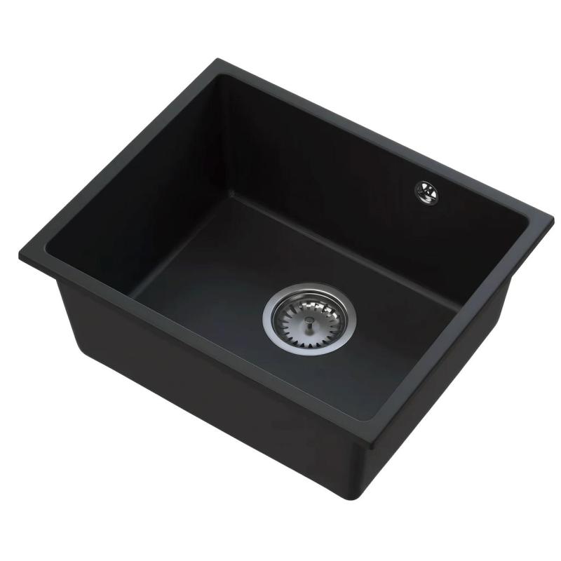 Graniteland Solo Granite Black Undermount Sink 42x34 cm with Stainless Steel Plug 1208970611