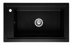 Graniteland Magra Granieten Zwart Spoelbak opbouw  686 x 427 mm met kraangatbank en RVS Plug 1208970616