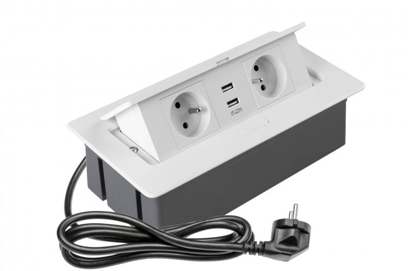 Zachte uitschuifbare stopcontactmodule.