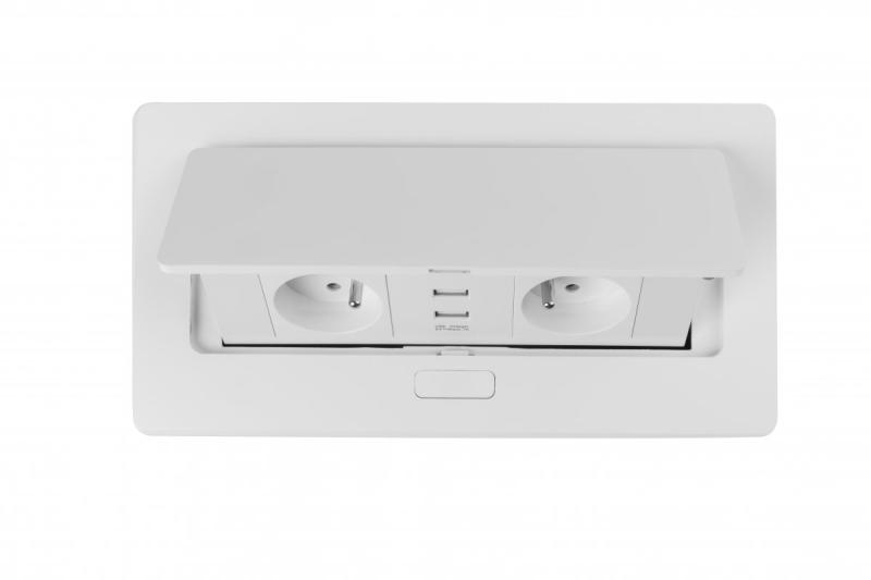 Zachte uitschuifbare stopcontactmodule.