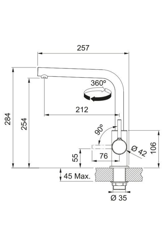 Franke Lina L Keukenkraan Draaibare Uitloop Chroom 115.0693.230