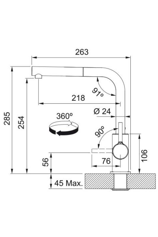 Franke Lina L Keukenkraan Chroom met Uittrekbare Uitloop 115.0712.420
