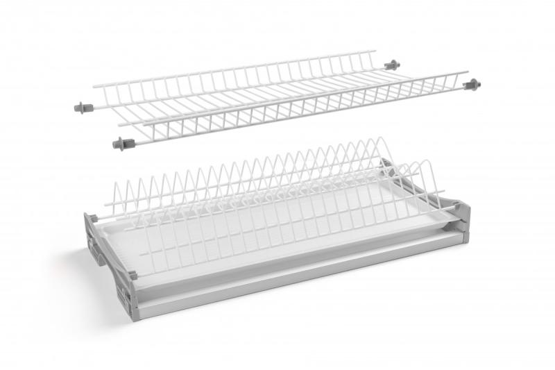 Drainer GTV BASIC 1, twee niveaus, kast 800, voor 16 - 18 mm planken, 1x lade, wit