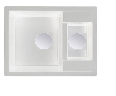 GraniteMy Smart extra ondiepe 1,5 granieten opbouw witte spoelbak 58x44cm met koper plug 1208970052