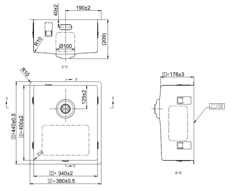 Pure.Sink Exclusivo Gun metal spoelbak 34x40 cm 10mm radius onderbouw, vlakbouw en opbouw PEX3440-61