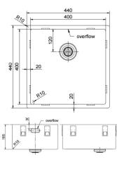 Pure.Sink Exclusivo RVS spoelbak 40x40 cm 10mm radius onderbouw, vlakbouw en opbouw PEX4040-02