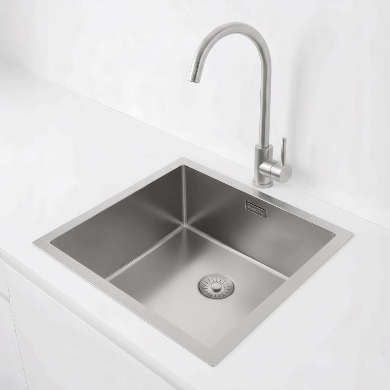 Pure.Sink Exclusivo RVS spoelbak 40x40 cm 10mm radius onderbouw, vlakbouw en opbouw PEX4040-02