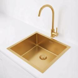 Pure.Sink Exclusivo Gouden spoelbak 40x40 cm 10mm radius onderbouw, vlakbouw en opbouw PEX4040-60