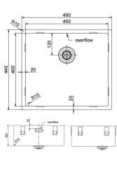 Pure.Sink Exclusivo RVS spoelbak 45x40 cm 10mm radius onderbouw, vlakbouw en opbouw PEX4540-02