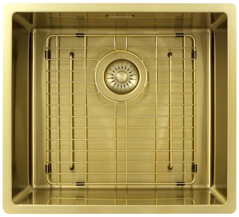 Pure.Sink Exclusivo Gouden spoelbak 45x40 cm 10mm radius onderbouw, vlakbouw en opbouw PEX4540-60