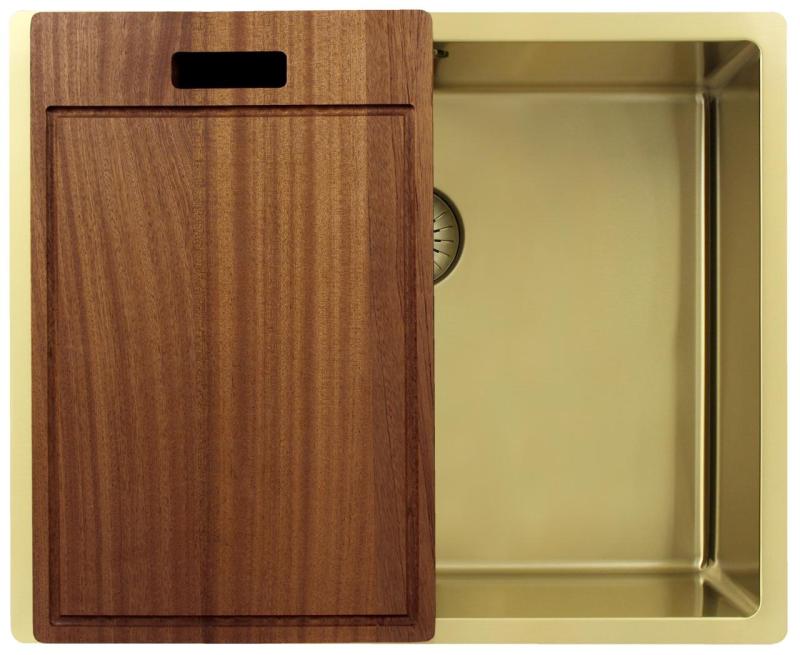Pure.Sink Exclusivo Gouden spoelbak 50x40 cm 10mm radius onderbouw, vlakbouw en opbouw PEX5040-60