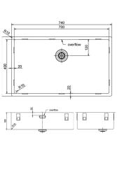 Pure.Sink Exclusivo grote RVS spoelbak 70x40 cm 10mm radius onderbouw, vlakinbouw en opbouw PEX7040-02