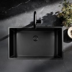 Pure.Sink Exclusivo grote Gun metal spoelbak 70x40 cm 10mm radius onderbouw, vlakinbouw en opbouw PEX7040-61