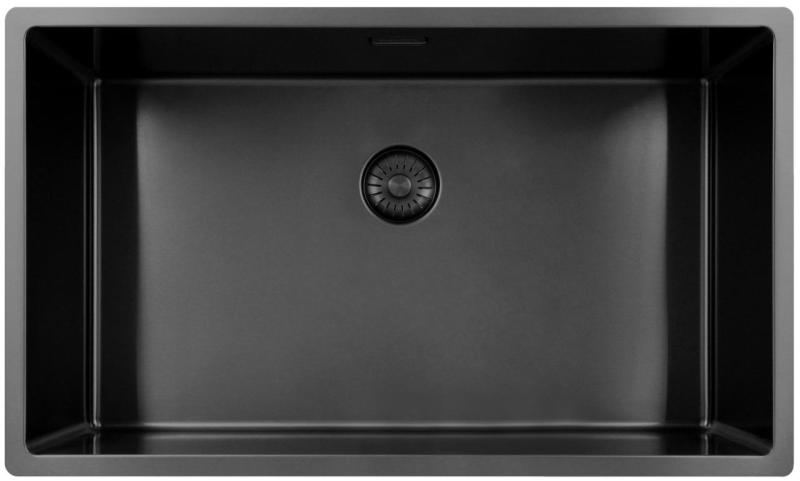 Pure.Sink Exclusivo grote Gun metal spoelbak 70x40 cm 10mm radius onderbouw, vlakinbouw en opbouw PEX7040-61
