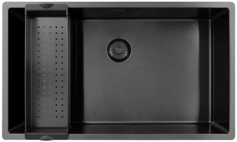 Pure.Sink Exclusivo grote Gun metal spoelbak 70x40 cm 10mm radius onderbouw, vlakinbouw en opbouw PEX7040-61
