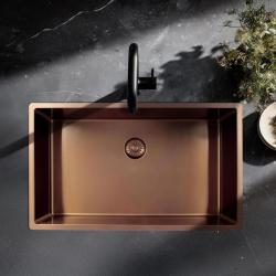 Pure.Sink Exclusivo grote Koperen spoelbak 70x40 cm 10mm radius onderbouw, vlakinbouw en opbouw PEX7040-62