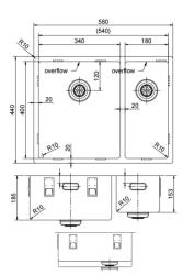 Pure.Sink Exclusivo RVS 1,5 anderhalve spoelbak 34+18 cm 10mm radius PEX341840-02