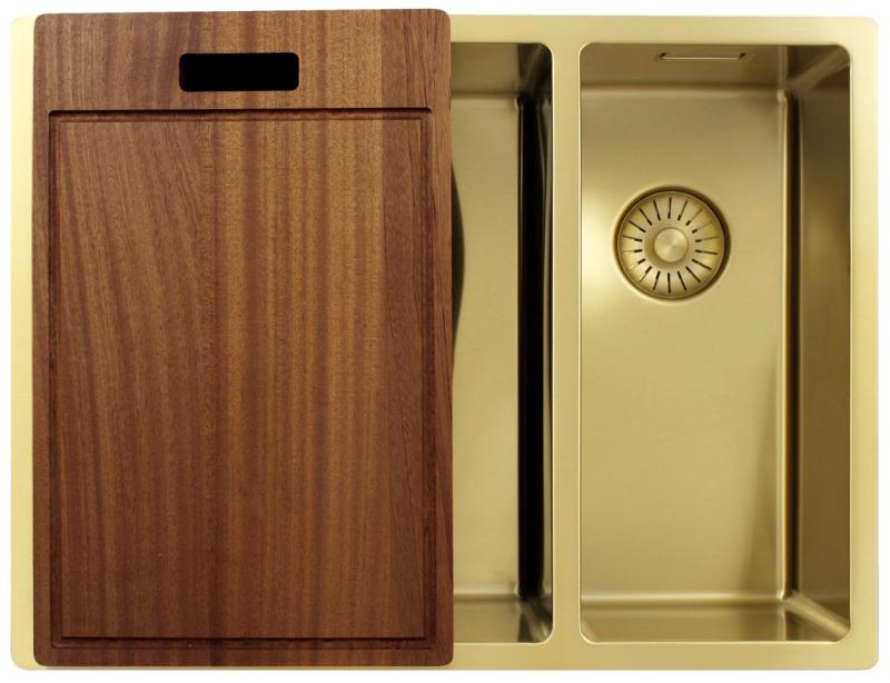 Pure.Sink Exclusivo Gouden 1,5 anderhalve spoelbak 34+18 cm 10mm radius PEX341840-60