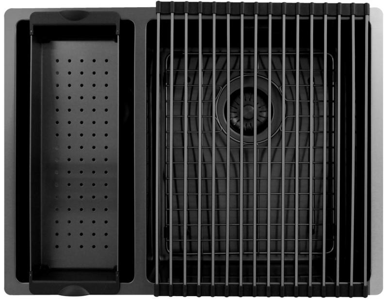 Pure.Sink Exclusivo Gun Metal 1,5 anderhalve spoelbak 18+34 cm  10mm radius PEX183440-61