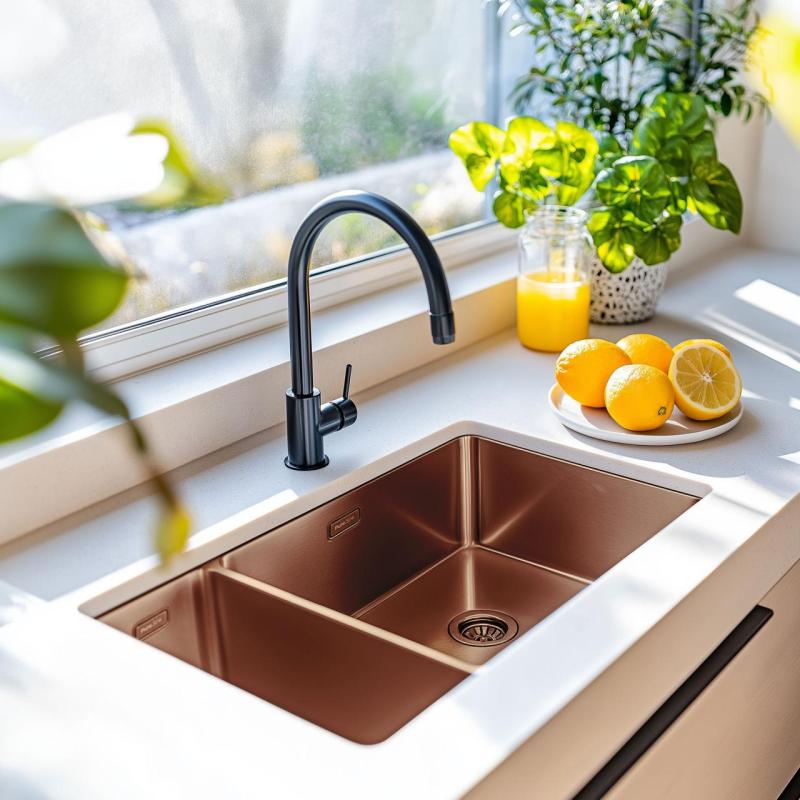 Pure.Sink Exclusivo Koperen 1,5 anderhalve spoelbak 18+34cm 10mm radius PEX183440-62