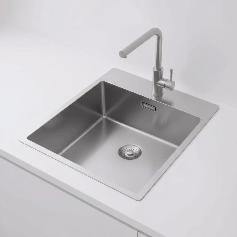 Pure.Sink Exclusivo RVS spoelbak 44x52 cm Tapwing met kraangatbank 10mm radius PEX4040T-02