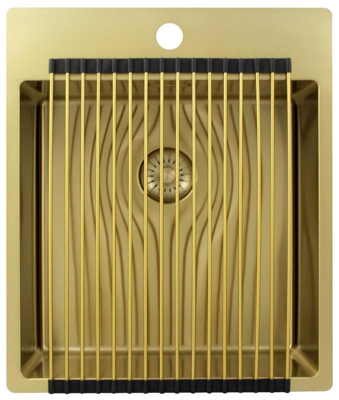 Pure.Sink Exclusivo Gouden spoelbak 44x52 cm Tapwing met kraangatbank 10mm radius  PEX4040T-60